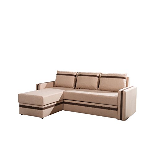 Mirjan24  Elegantes Eckcouch Euforia mit Bettkasten und Schlaffunktion, Ottomane Universal, Ecksofa mit Bettfunktion, Polsterecke, Loungesofa Bettsofa (Lux 24 + Lux 12)