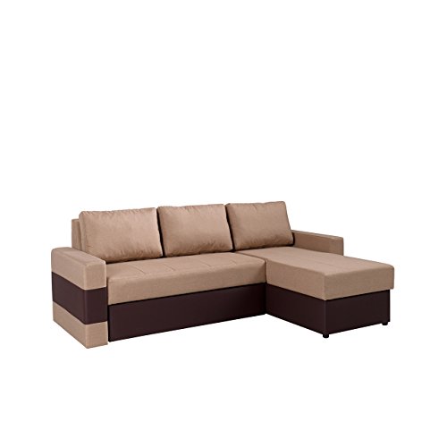 Mirjan24  Elegantes Eckcouch Gordia, Design Ecksofa mit Bettfunktion, Polsterecke mit Bettkasten und Schlaffunktion, Bettsofa (Seite: Rechts, Soft 066 + Lux 02)