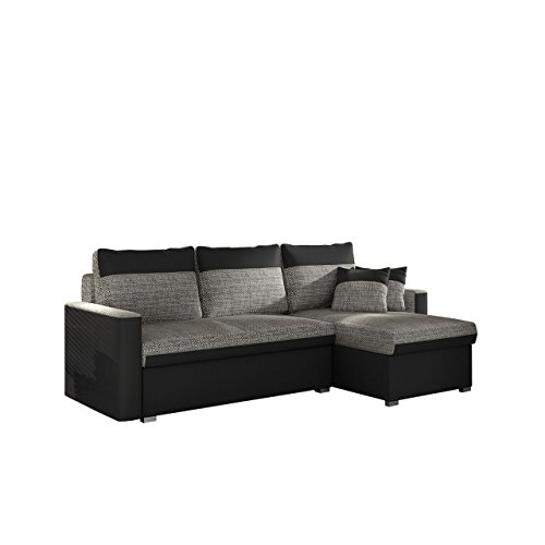 Mirjan24  Polsterecke Fler mit Zwei Bettkasten und Schlaffunktion, Bettsofa, Schlafcouch, Funktionssofa, Wohnlandschaft (Soft 011 + Nevada 02)