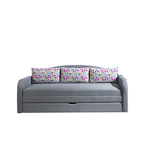 Mirjan24  Schlafsofa Tenus II, Sofa Couch mit Bettkasten und Schlaffunktion, Kissenmuster, Bettsofa Schlafcouch, Gästebett Schlafzimmer (Alcala 22 + Punto 01)