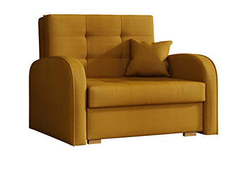 Mirjan24  Schlafsofa Viva Gold I mit Bettkasten, einsitzer Polstersofa mit Schlaffunktion inkl. Kissen, Bettsofa, Farbauswahl, Wohnlandschaft (Kronos 01)