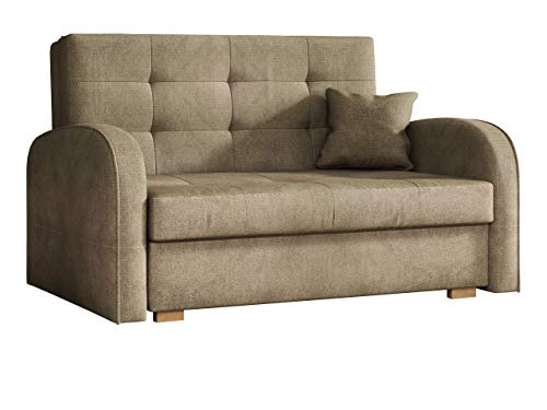 Mirjan24  Schlafsofa Viva Gold II mit Bettkasten, 2 Sitzer Polstersofa mit Schlaffunktion inkl. Kissen, Sofa, Sofagarnitur, Bettsofa, Wohnlandschaft, Farbauswahl (Paros 3)