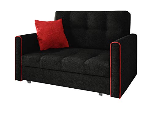 Mirjan24  Sofa Viva Bis II mit Schlaffunktion, 2 Sitzer Polstersofa mit Bettkasten inkl. Kissen, Schlafsofa Sofagarnitur, Bettsofa, Wohnlandschaft, Farbauswahl (Alova 04 + Alova 46)