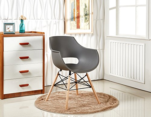 P & N Homewares Stuhl im Retro-Stil nach Olivia Eiffel, Kunststoff, Stuhl für Esszimmer, Büro, Besprechungsraum, in lebendigen Farben grau
