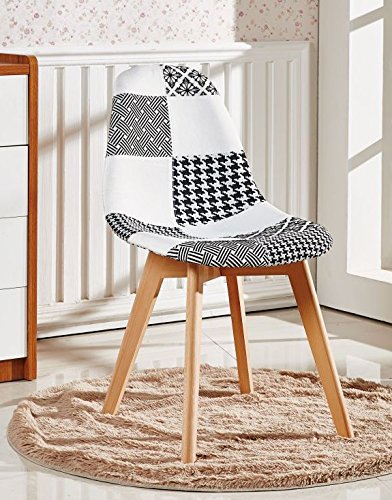 P&N Homewares Fabia Esszimmerstuhl Schwarz-Weiß Patchwork Stühle Retro Moderne Stühle Moderne Retro zeitgenössische skandinavische Möbel (OHNE Armen)