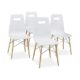 Relaxdays Design Stuhl 4-er Set ARVID, Holz, Esszimmer-Stuhl, modern, HxBxT: 92 x 43 x 40 cm, Retro, weiß