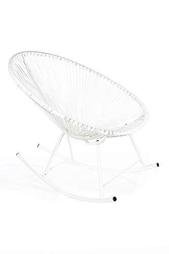 Retro Acapulco Lounge Relax Schaukelstuhl Rocking Chair Indoor Outdoor All White