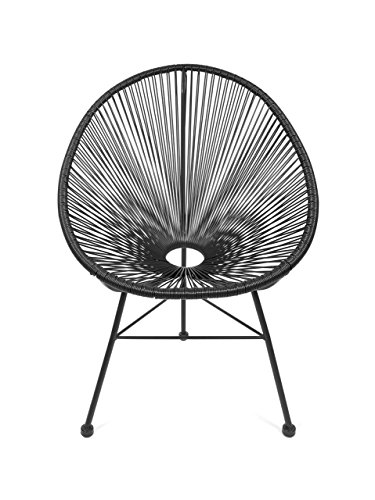 Retro Acapulco Lounge Relax Sessel Chair Rahmen & Füße Pulverbeschichtet Indoor Outdoor Schwarz