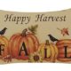 Retro Autumn Pumpkin Maple Leaves Birds Happy Fall Harvest Thanks Thanksgiving Gifts Cotton Linen Home Office Decorative Throw Waist Lumbar Pillow Case Cushion Cover Rectangle 18X18 Inches