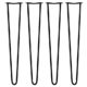 SKISKI Legs 4 x 2 Streben Hairpin Legs Haarnadelbeine Haar-Nadel-Beine Haarnadel-Beine Tischbeine Stuhlbeine Möbelbeine Haarnadel-Tischbeine Möbelfüße 71cm H 12mm D Stahl - Schwarz