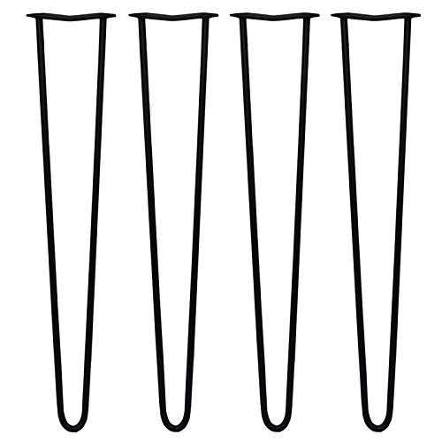 SKISKI Legs 4 x 2 Streben Hairpin Legs Haarnadelbeine Haar-Nadel-Beine Haarnadel-Beine Tischbeine Stuhlbeine Möbelbeine Haarnadel-Tischbeine Möbelfüße 71cm H 12mm D Stahl - Schwarz