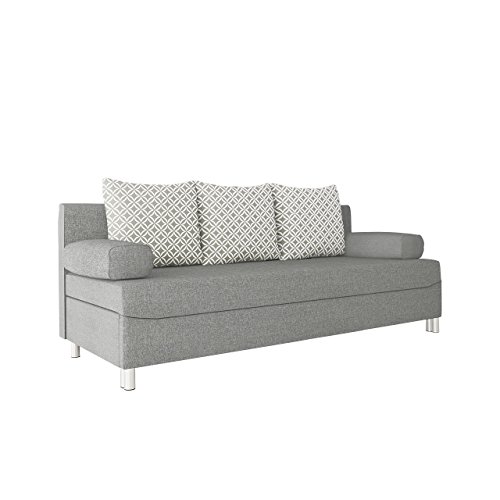 Schlafsofa Dover, Sofa mit Bettkasten und Schlaffunktion, Bettsofa, Farbauswahl, Schlafcouch mit Chromfüße, Couch vom Hersteller, Couchgarnitur (Schlafsofa ohne Polsterhocker, Lux 32 + Evo 32)