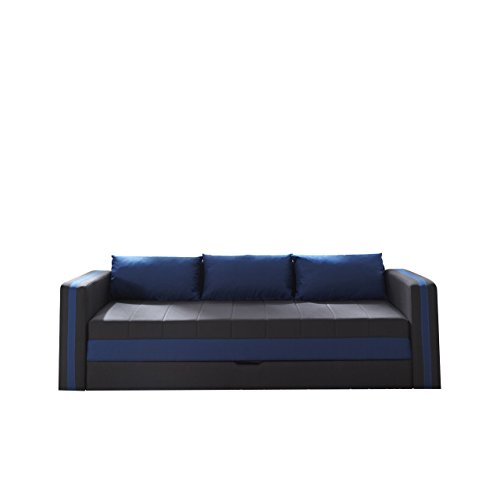 Schlafsofa Euforia Duo, Sofa Couch mit Bettkasten und Schlaffunktion, Modernes Bettsofa Schlafcouch, Polstersofa, Loungesofa Farbauswahl (Haiti 16 + Haiti 10)