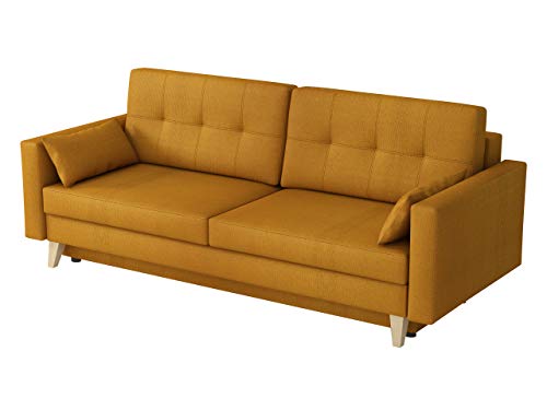 Schlafsofa Marina, Sofa mit Bettkasten, Farbauswahl, Couch, Schlafsofa, Sofagarnitur, Polstergarnitur, Polstersofa, Schlaffunktion (Kronos 01)