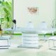 Tisch Esstisch 'Fano 180' Esszimmertisch Säulentisch 90x240 Hochglanz weiß ausziehbar edel