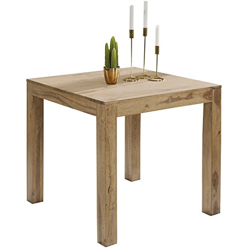 WOHNLING Esstisch Massivholz Akazie 80 x 80 x 76 cm Esszimmer-Tisch Design Küchentisch modern Landhaus-Stil Holztisch quadratisch dunkel-braun Natur-Produkt Massivholzmöbel Echt-Holz unbehandelt