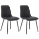 WOLTU 2er Set Esszimmerstühle Küchenstühle Wohnzimmerstuhl Polsterstuhl Design Stuhl Stoffbezug(Antiklederoptik) Gestell aus Stahl Dunkelgrau BH06dgr-2