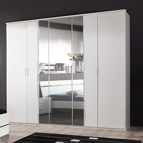 Wimex Kleiderschrank 739566 Paradise, Weiß, Abs. Strasskristall, Aufleistung Chrom glänzend, 225 cm Breite, PIRA166