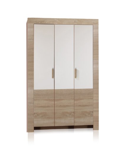 Wimex Kleiderschrank/ Drehtürenschrank Emiliy, 3 Türen, (B/H/T) 135 x 197 x 58 cm, Eiche Sägegrau/ Absetzung Weiß