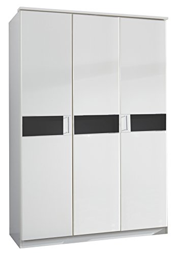 Wimex Kleiderschrank/ Drehtürenschrank Potsdam, (B/H/T) 135 x 197 x 58 cm, Weiß/ Absetzung Glas Schwarz