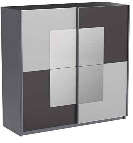 Wimex Kleiderschrank/ Drehtürenschrank Taifun, 1 Spiegel, (B/H/T) 180 x 198 x 64 cm, Anthrazit/ Absetzung Alu