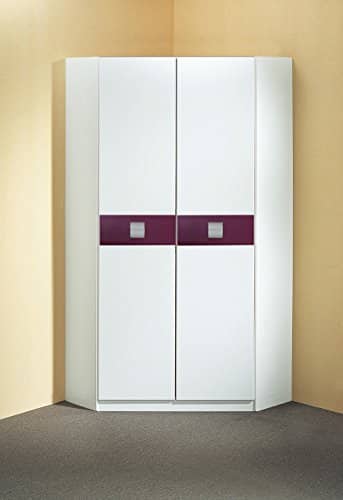 Wimex Kleiderschrank/ Eckschrank Jette, (B/H/T) 95 x 198 x 95 cm, Weiß/ Absetzung Brombeer