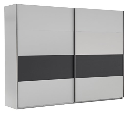 Wimex Kleiderschrank/ Schwebetürenschrank Bert, 2 Türen, (B/H/T) 225 x 210 x 65 cm, Weiß/ Absetzung Anthrazit