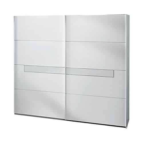 Wimex Kleiderschrank/ Schwebetürenschrank Pamela, (B/H/T) 225 x 210 x 65 cm, Weiß/ Absetzung Glas Weiß und Chrom