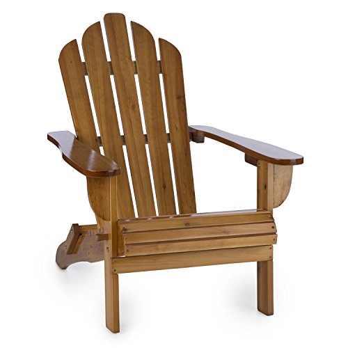 blumfeldt Vermont • Vintage Gartenstuhl • Retro Stuhl • Tannenholz • hohe Rückenlehne • tiefe Sitzfläche • lange Armlehnen • amerikanischer Adirondack • witterungsbeständig • klappbar • braun