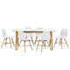 [en.casa] Design Esstisch mit 6 Stühlen weiß/Bambus (180x80cm) Sitzgruppe