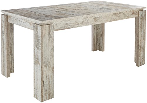 trendteam smart living Esstisch Küchentisch Universal, 160 x 77 x 90 cm in Pine Weiß, Chabby Chic Retro (Nb.) erweiterbar durch Ausziehfunktion auf 200 cm