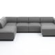 Atlantic Home Collection BULKY Wohnlandschaft Ecksofa, Récamière links, Stoff, hellgrau, 195 x 324 x 70 cm