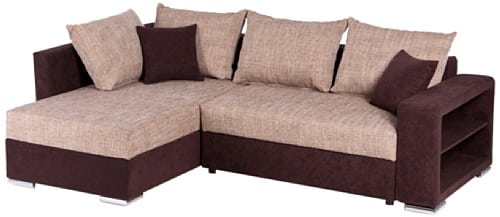 B-famous Houston Polsterecke, Ecksofa, Schlafsofa mit Bettkasten, Mikrovelours-Struktur, dunkelbraun / capuccino, Schenkelmaß 226 x 160 cm