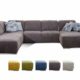 CAVADORE Wohnlandschaft Tabagos / U-Form mit Ottomane links / XXL Couch mit Sitztiefenverstellung / Kopfteilverstellung / 364 x 85 x 248 / Grau