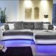 Wohnlandschaft Sofa Ecksofa Polsterprogramm Eckgarnitur LED Soundsystem Laredo von Job Weiss/Grau