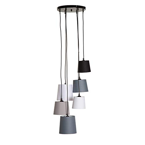 Riess Ambiente Moderne Hängeleuchte Levels IV mit 6 Leinen Schirmen Deckenlampe Pendelleuchte Leinenstoff