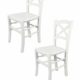 Tommychairs - 2er Set Stühle Cross für Küche und Esszimmer robuste Struktur aus lackiertem Buchenholz im Farbton Weiss und Sitzfläche aus lackiertem Holz in der Farbe Weiss. Set von 2 Stühlen