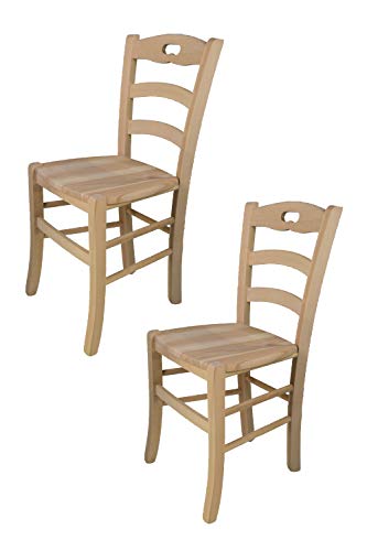 Tommychairs - 2er Set Stühle Savoie für Küche und Esszimmer, Struktur aus poliertem Buchenholz, unbehandelt und 100% natürlich und Einer Sitzfläche aus poliertem Holz