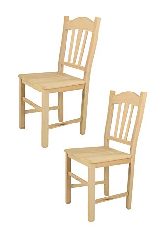 Tommychairs 2er Set Stühle Silvana im klassischen Stil, robuste Struktur aus poliertem Buchenholz, unbehandelt und 100% natürlich, im natürlichen Farbton und mit Einer Sitzfläche aus poliertem Holz