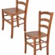 Tommychairs - 2er Set Stühle Venice für Küche und Esszimmer, robuste Struktur aus lackiertem Buchenholz im Farbton Kirschholz und Sitzfläche aus Holz. Set bestehend aus 2 Stühlen Venice