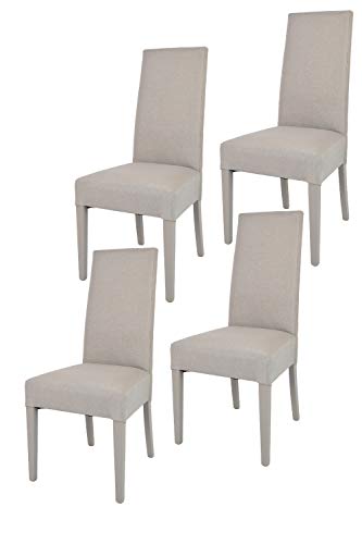 Tommychairs - 4er Set Moderne Stühle Chiara für Küche und Esszimmer, Struktur aus lackiertem Buchenholz Farbe Gämse, Gepolstert und mit Stoff in der Farbe Gämse bezogen