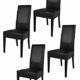 Tommychairs - 4er Set Moderne Stühle Luisa für Küche und Esszimmer, Struktur aus lackiertem Buchenholz Farbe Schwarz, Gepolstert und mit Schwarzem Kunstleder bezogen