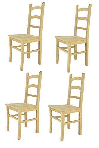 Tommychairs - 4er Set Stühle Tiziana für Küche und Esszimmer, Struktur aus poliertem Buchenholz unbehandelt und 100% natürlich und Einer Sitzfläche aus poliertem Holz