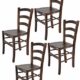 Tommychairs - 4er Set Stühle Venice für Küche und Esszimmer, robuste Struktur aus lackiertem Buchenholz im Farbton Dunkles Nussbraun und Sitzfläche aus Holz. Set bestehend aus 4 Stühlen Venice