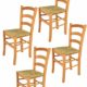 Tommychairs - 4er Set Stühle Venice für Küche und Esszimmer, robuste Struktur aus lackiertem Buchenholz im Farbton Honig und Sitzfläche aus Stroh. Set bestehend aus 4 Stühlen Venice