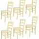 Tommychairs - 6er Set: Stühle Cuore 38 für Küche und Esszimmer, Robuste Struktur aus Buchenholz, in Anilinfarbe Elfenbein und Sitzfläche aus Holz