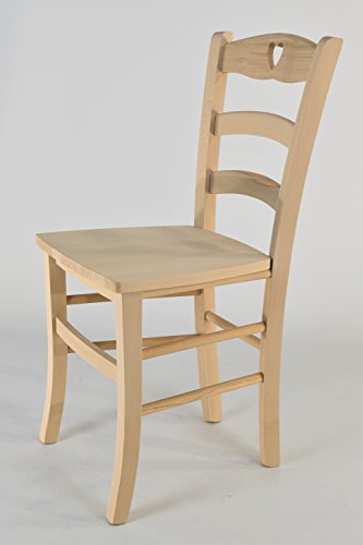 Tommychairs - 6er Set Stühle Cuore 38 robuste Struktur aus poliertem Buchenholz, unbehandelt und 100% natürlich, im natürlichen Farbton und mit Einer angelehnten Sitzfläche aus poliertem Holz