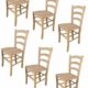 Tommychairs 6er Set Stühle Venezia 38 im klassischen Stil robuste Struktur aus poliertem Buchenholz, unbehandelt und 100% natürlich, im natürlichen Farbton und mit Einer Sitzfläche aus poliertem Holz