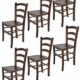 Tommychairs - 6er Set Stühle Venice für Küche und Esszimmer, robuste Struktur aus lackiertem Buchenholz im Farbton Dunkles Nussbraun und Sitzfläche aus Holz. Set bestehend aus 6 Stühlen Venice