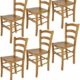 Tommychairs - 6er Set Stühle Venice für Küche und Esszimmer, robuste Struktur aus lackiertem Buchenholz im Farbton Eichenholz und Sitzfläche aus Holz. Set bestehend aus 6 Stühlen Venice